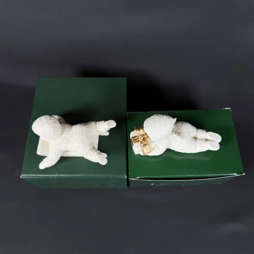 Lot of 2 Department 56 Snowbabies Figurines Sled Gift Winter Tales 759-5 79561